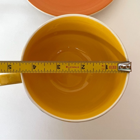 Vintage Hand Painted Cabana Stripes Cup & Saucer Set of 2 Canhome Thailand - Picture 9 of 13